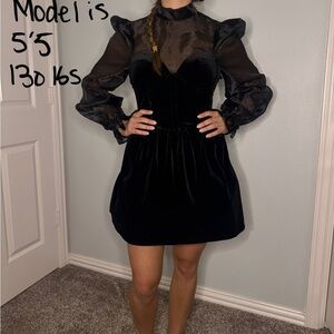 NWT Petal & Pup Black Velvet Sheer Long Sleeve Sz. Medium